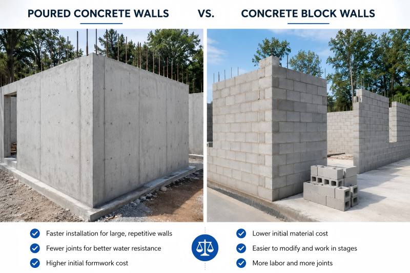 Poured Concrete Walls vs Block
