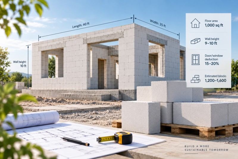 AAC Block Calculation for 1000 Sq Ft House