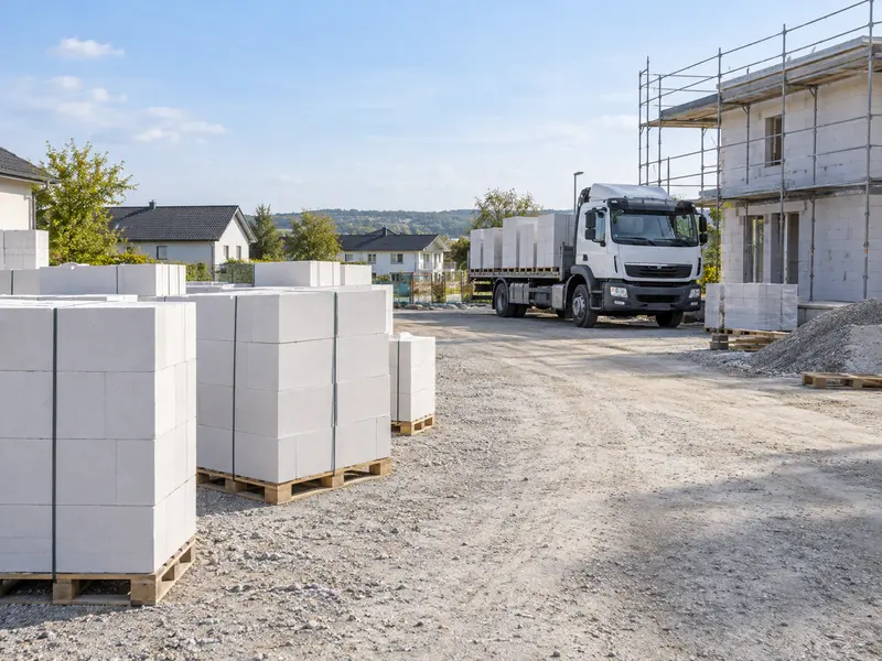 AAC Construction Site Unloading Area